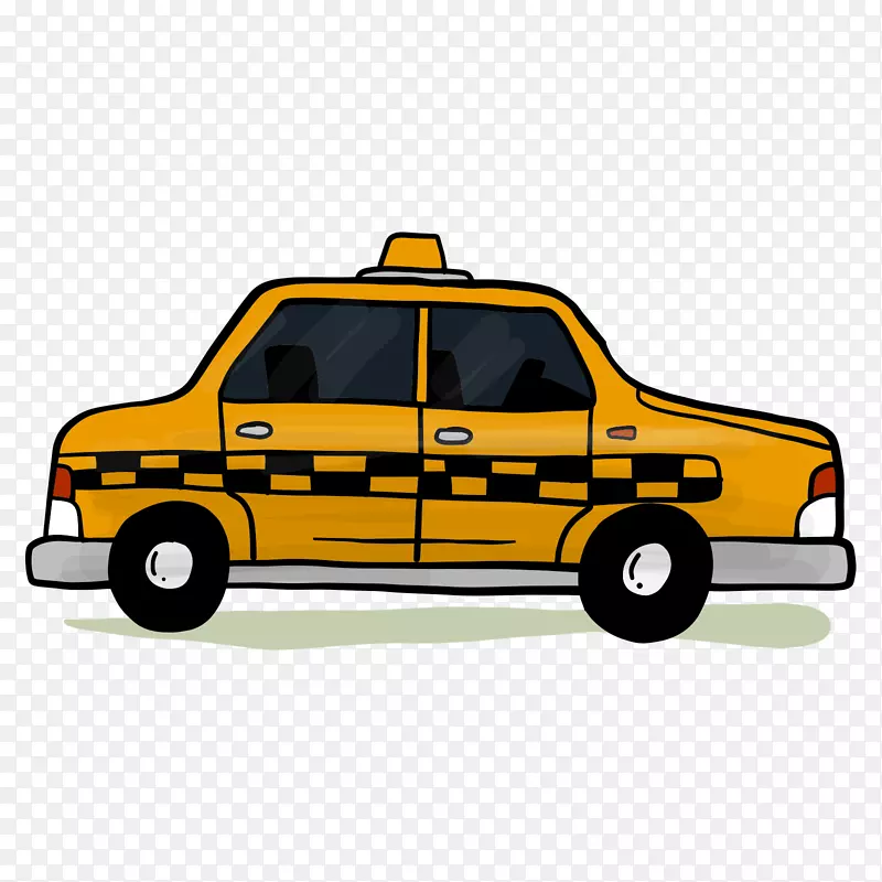黄黑色的卡通出租车