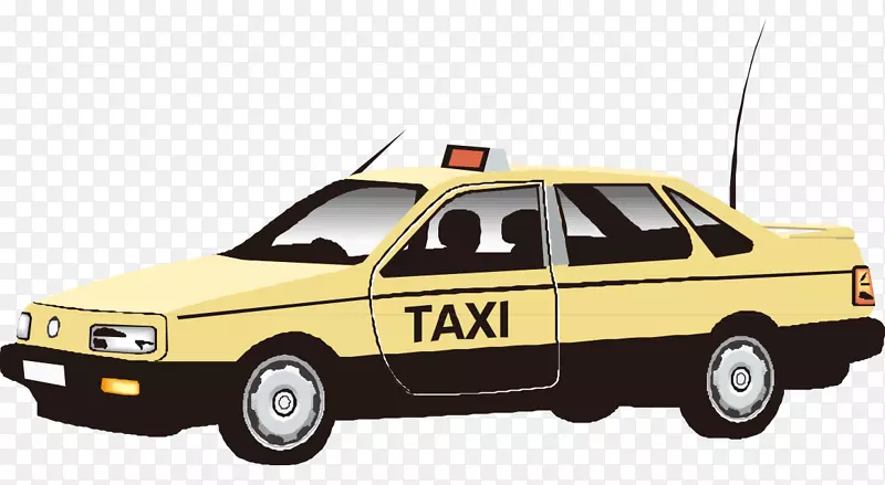 卡通手绘黄色出租车