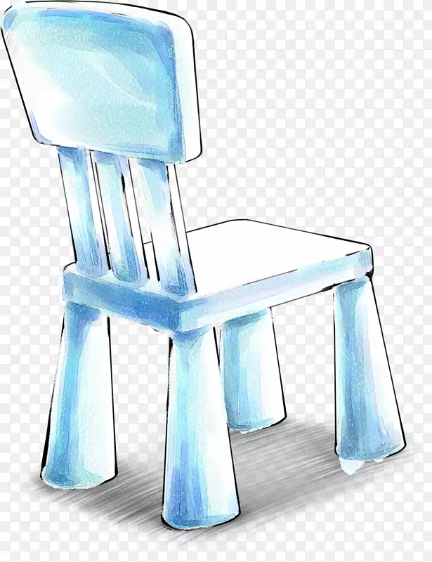 手绘蓝色凳子室内设计