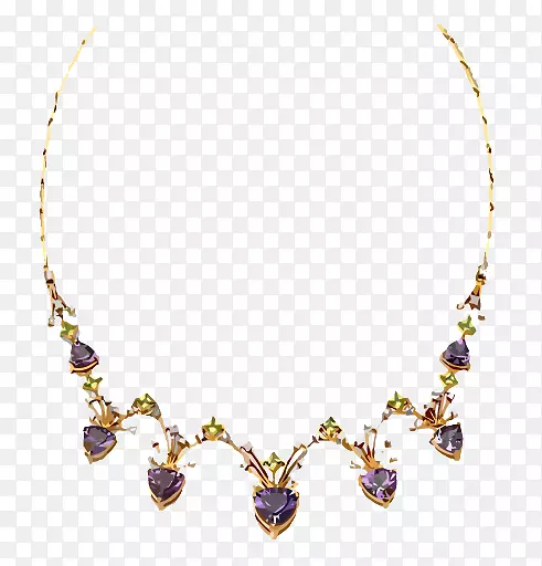 紫色水晶珠宝项链