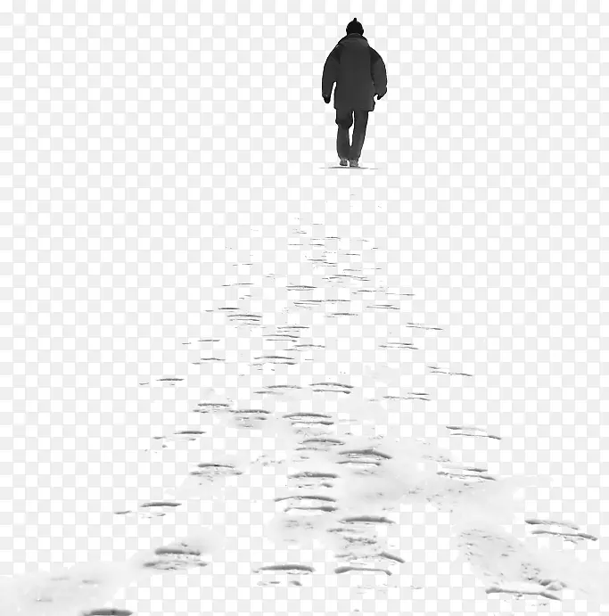 雪天一人独行的孤单背影