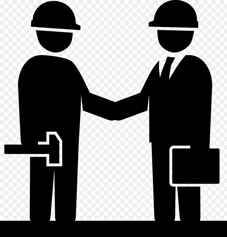 黑白图标建筑工地握手的两个人