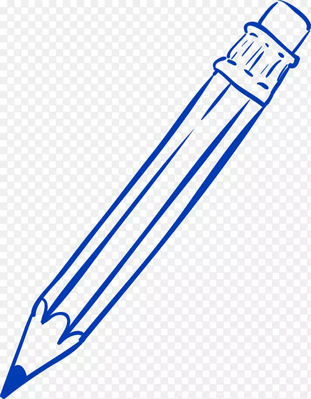 蓝色手绘铅笔