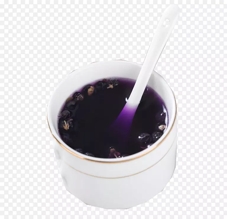 一杯紫色野生黑枸杞茶