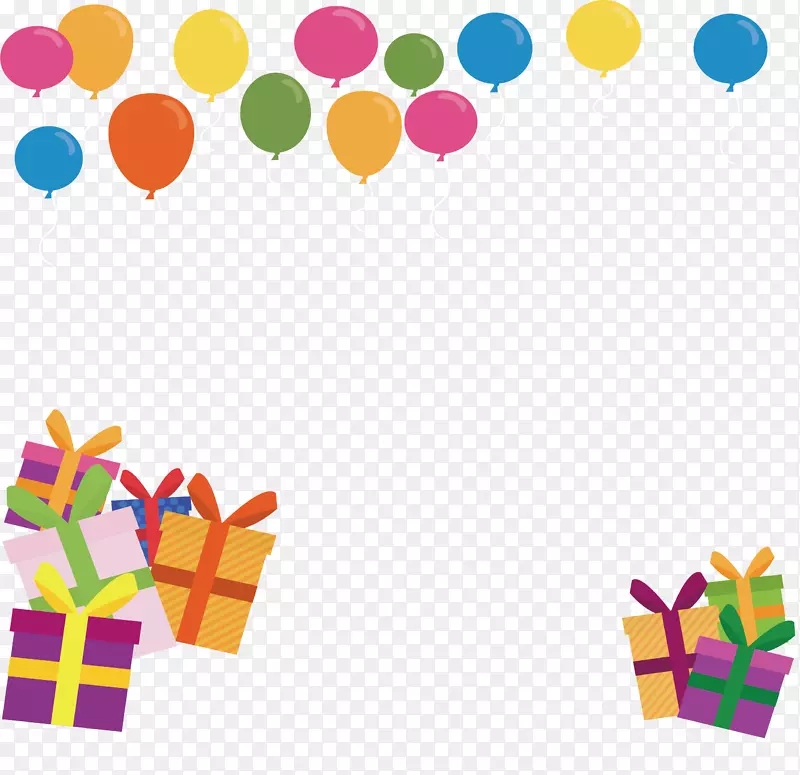 彩色气球和礼物盒装饰框