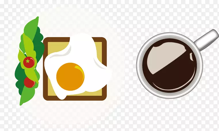 矢量早餐咖啡煎鸡蛋