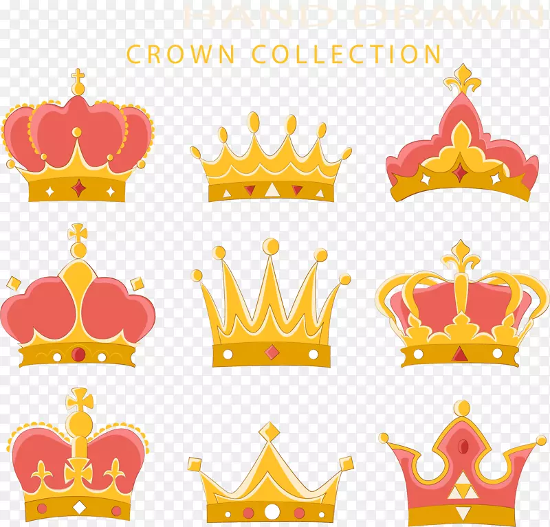 9款手绘王冠设计矢量素材