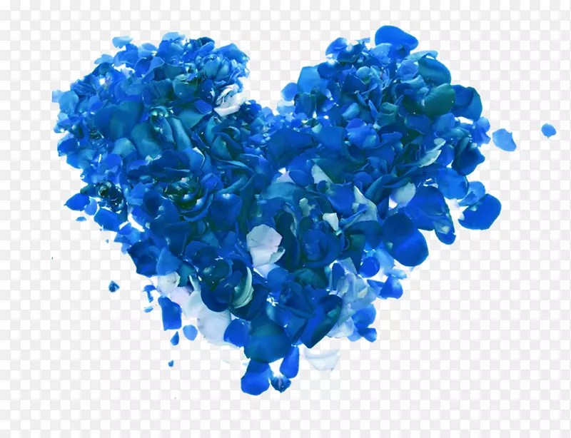 精美蓝色的花瓣组成的心免抠图