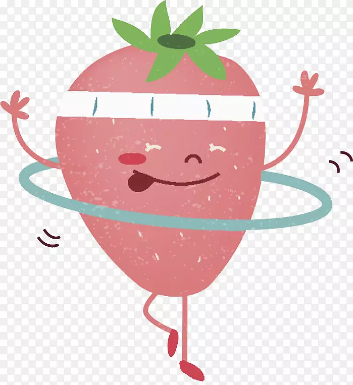 卡通健身的草莓免抠图