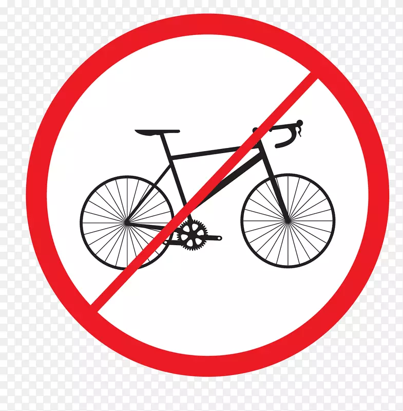 手绘红色交通标志禁骑自行车