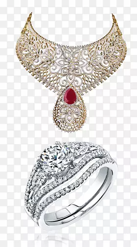 红宝石项链和砖石戒指