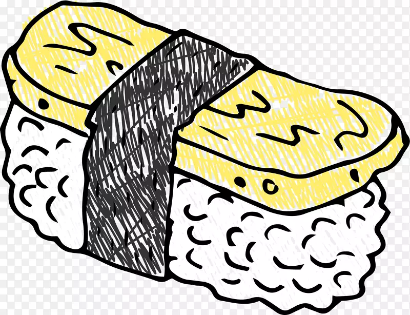 白色手绘美味饭团