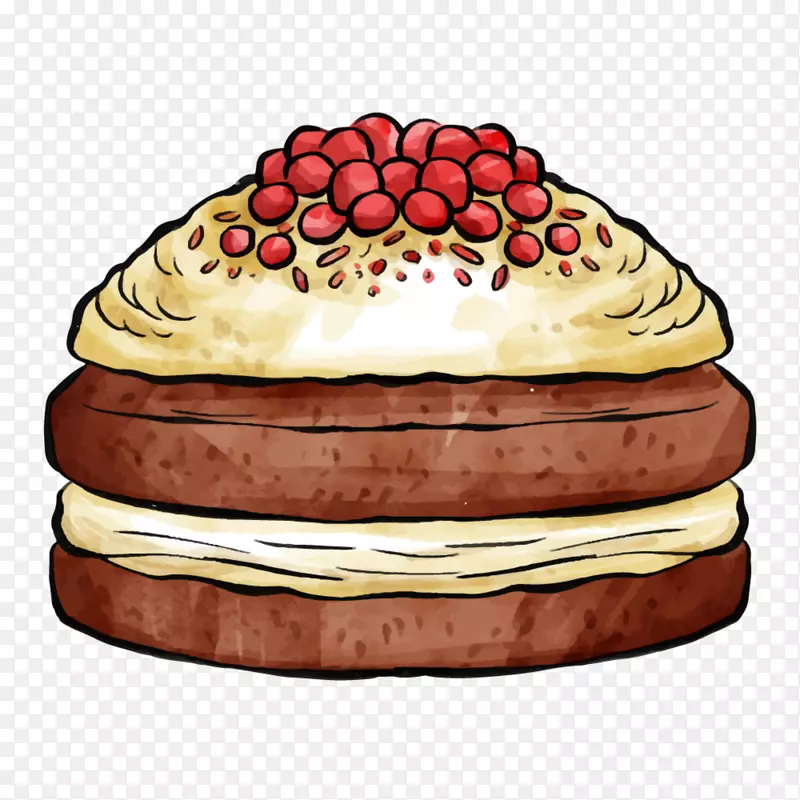 卡通手绘水彩夹心蛋糕