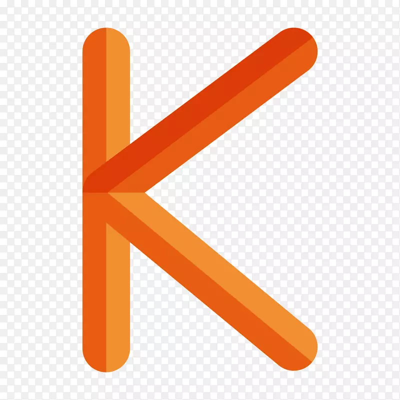 卡通橘色立体字母K
