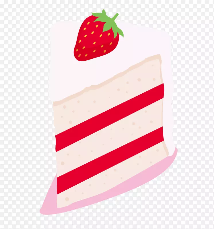 草莓奶油切块三角形美味甜品手绘