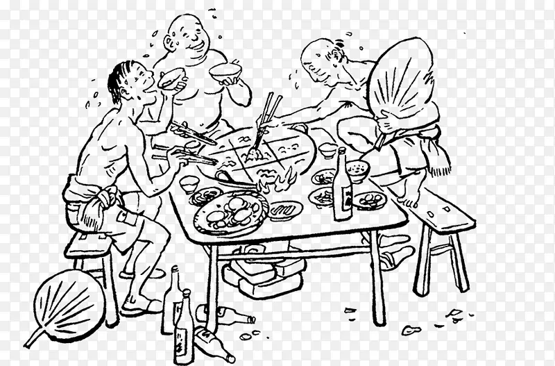 一群人围在一起吃火锅