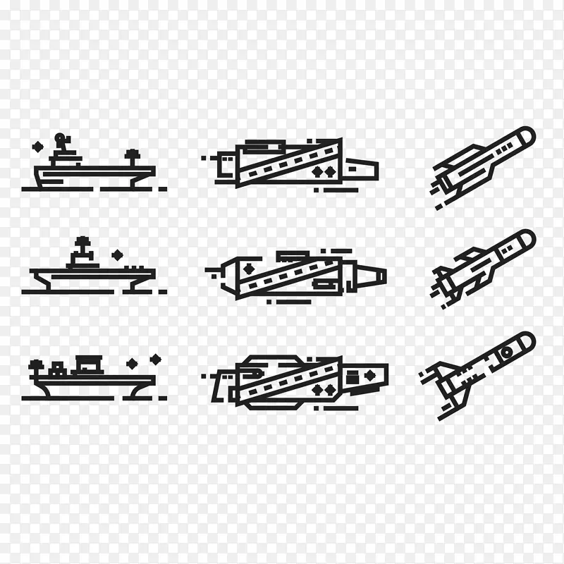 矢量手绘船和火箭