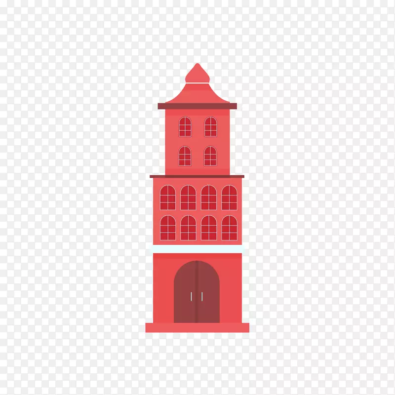 红色教堂建筑模型