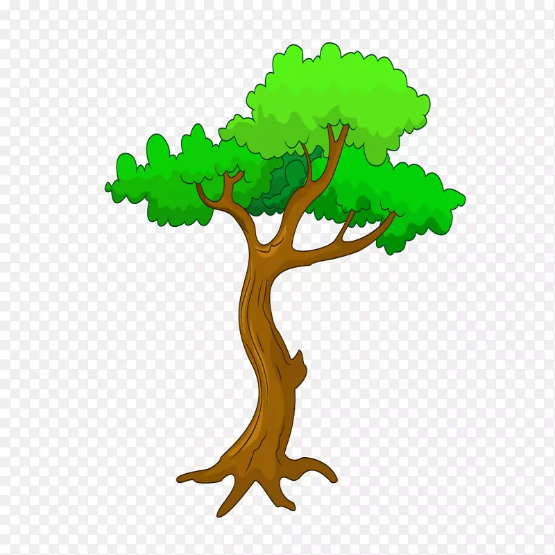 绿色质感卡通松树