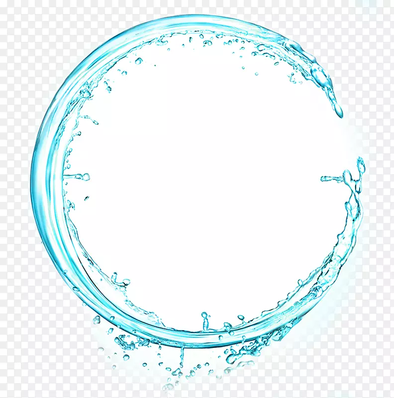 蓝色清新水圈效果元素