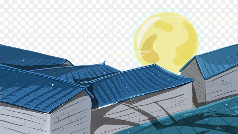 免抠卡通手绘中秋节月圆屋顶装饰