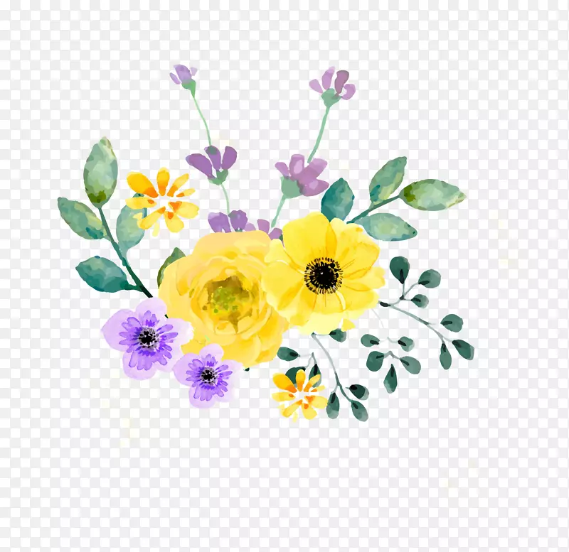 卡通手绘彩色的鲜花