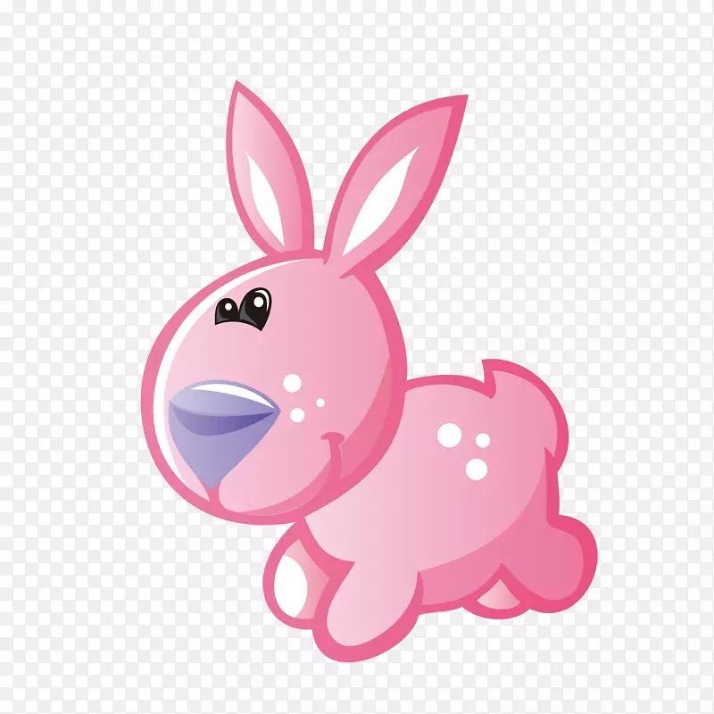 矢量手绘动物粉色小兔子