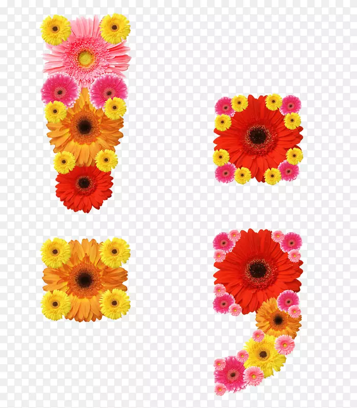 手绘花卉标点符号