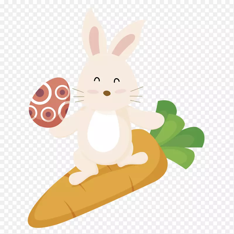 复活节可爱彩蛋小兔子胡萝卜矢量