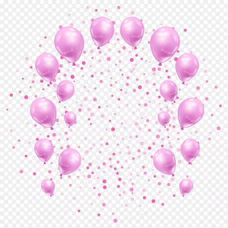 浪漫漂浮粉色气球装饰元素