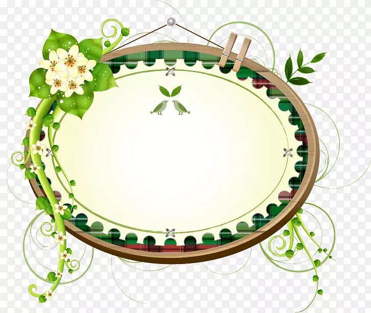 绿色花卉装饰框矢量素材