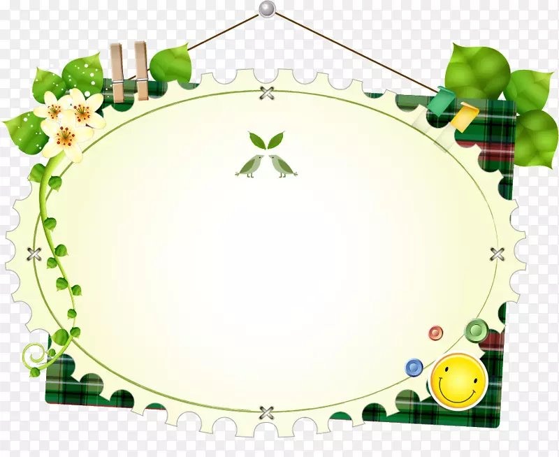 绿色花卉装饰框矢量素材