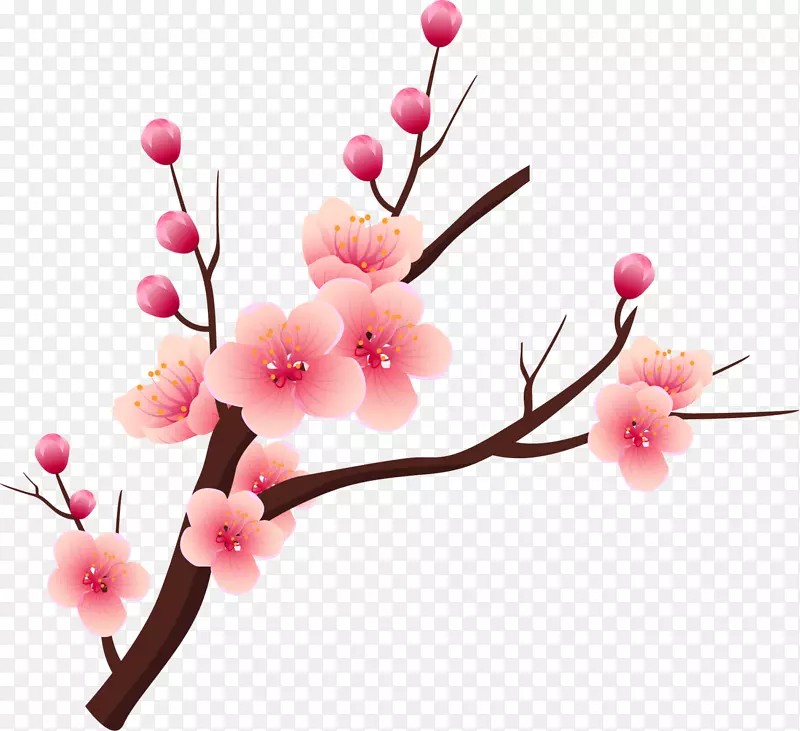 春天粉色桃花装饰