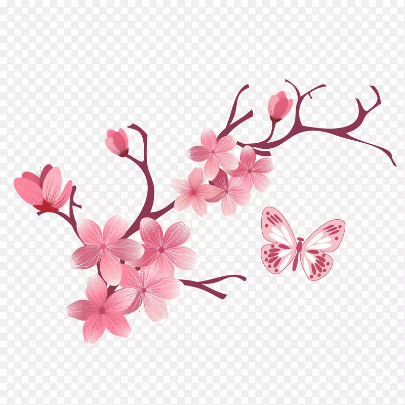 手绘浪漫桃花树枝PNG图片素材下载_图片编号qakrdozq-免抠素材网