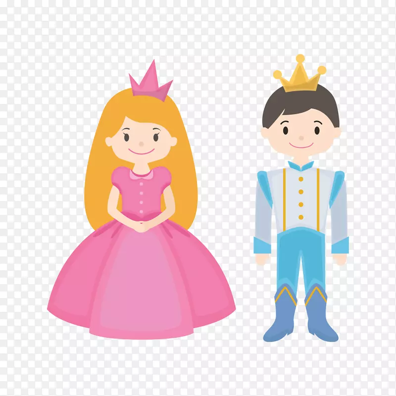 粉色清新王子与公主插画元素
