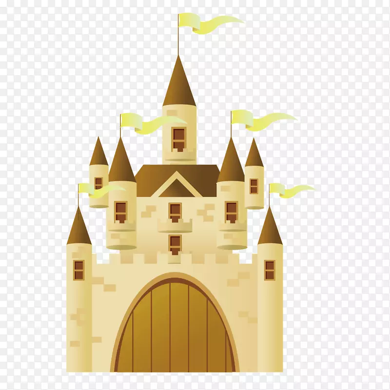 矢量卡通西式城堡童话教堂