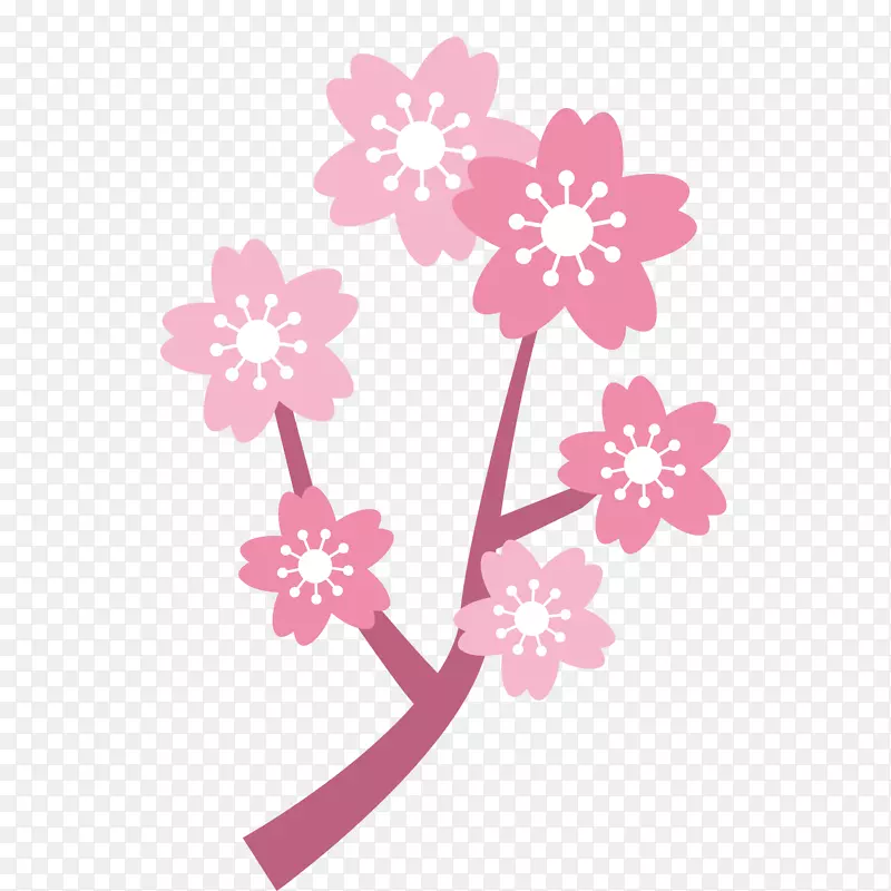 母亲节扁平粉色花朵装饰插画
