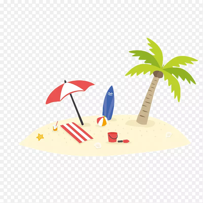 沙滩阳光舒适晒太阳椰子树