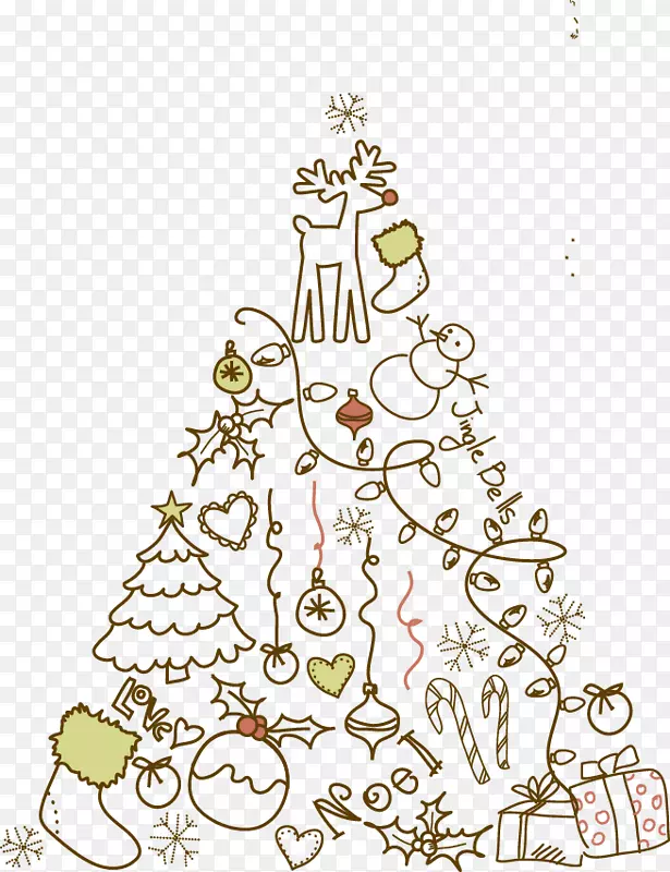 手绘素描圣诞元素小树