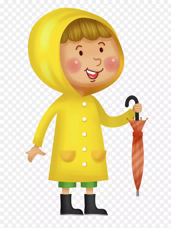 穿着黄色雨衣的女孩