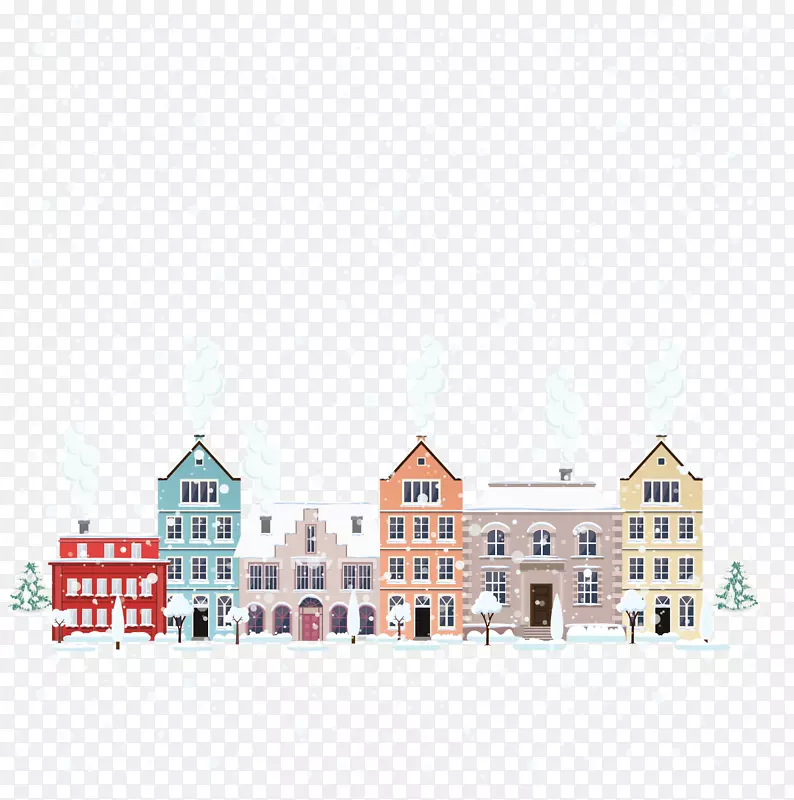 矢量图远景雪后房子图