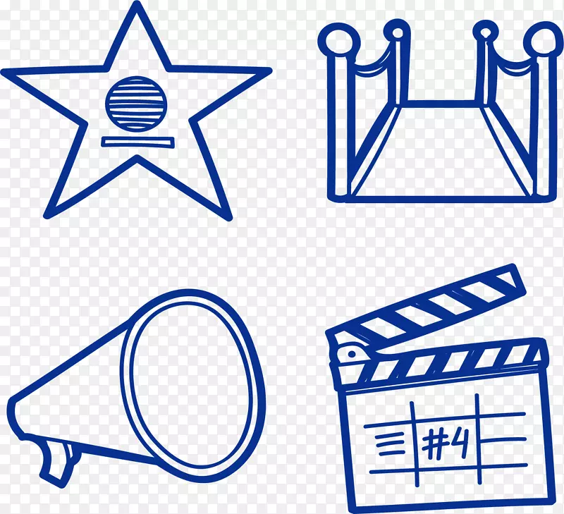 蓝色手绘导演大喇叭