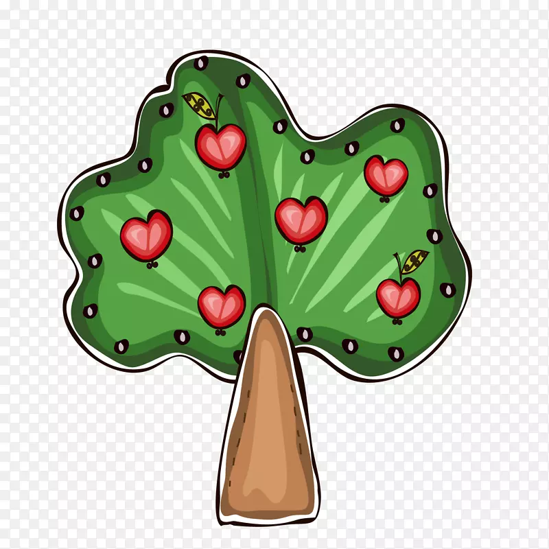 矢量手绘绿色爱心树