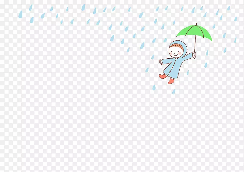 卡通插画可爱插图下雨天走在雨中