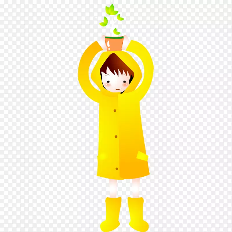 黄色雨衣卡通人物形象