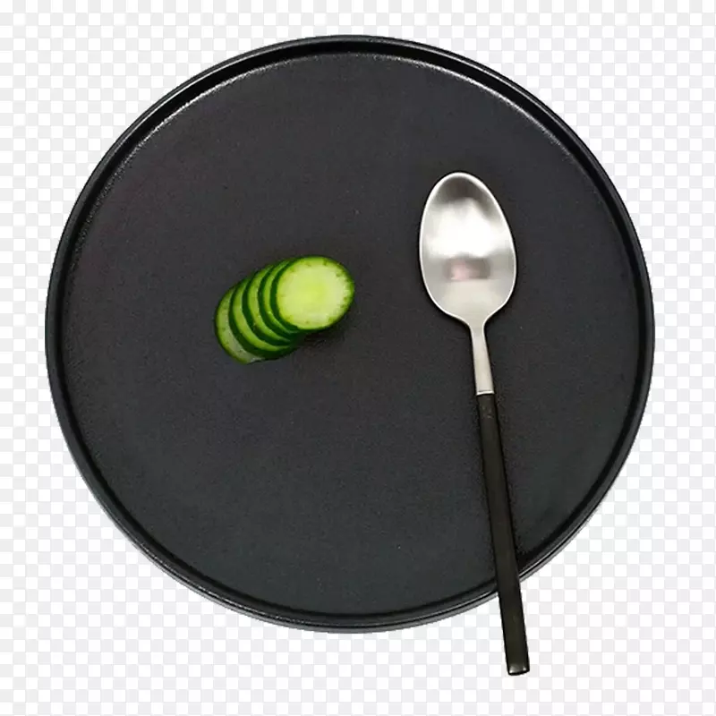 黑色勺子简约家用陶瓷盘子