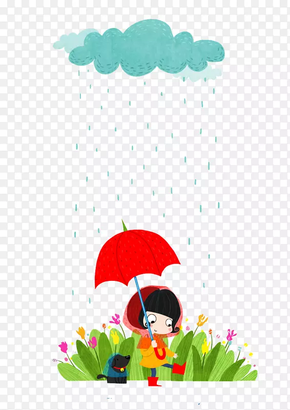 下雨天的小红伞