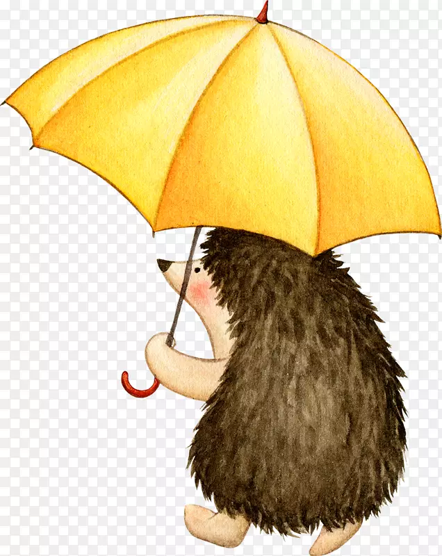 打着雨伞的刺猬卡通图