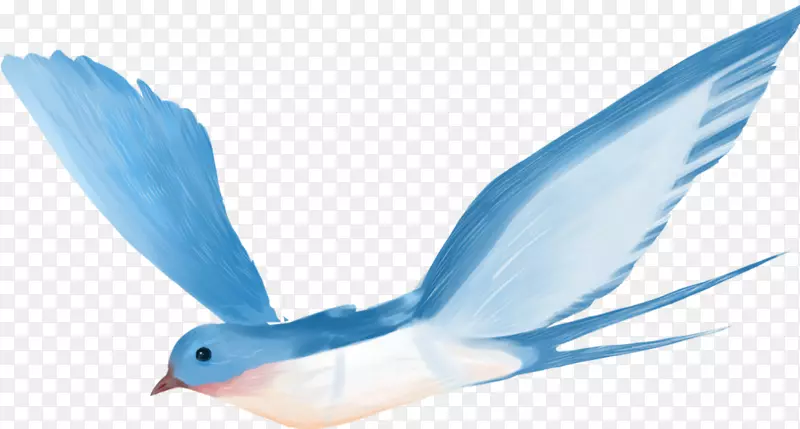 蓝色飞翔水彩燕子
