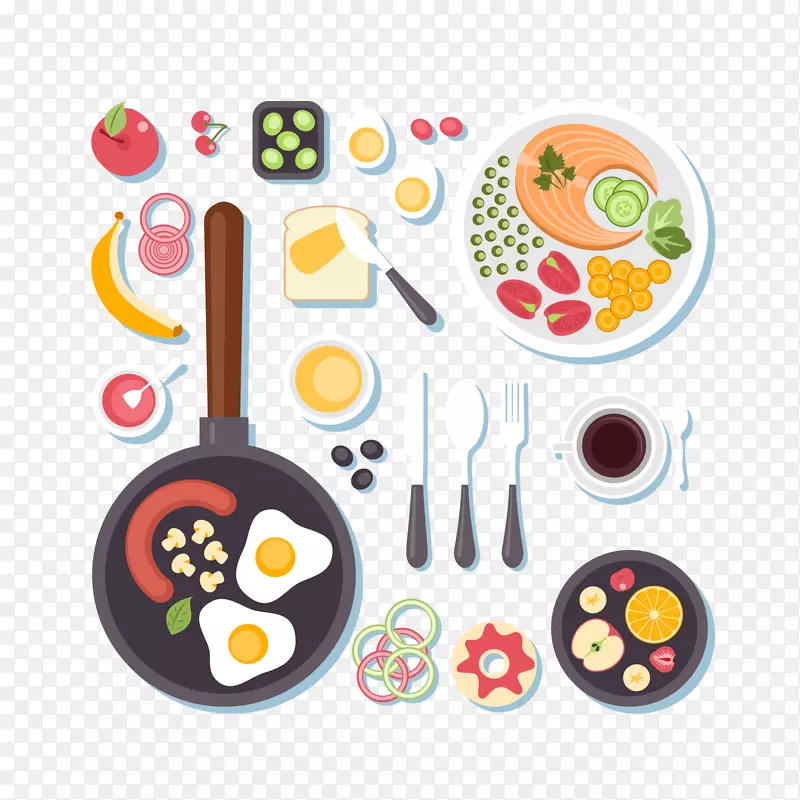 扁平美食矢量元素